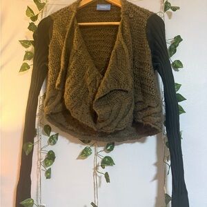Vera Wang Olive Green Draped Knit Women's Sweater